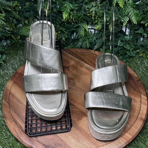 FRANCO SARTO Sandals Women 10 Gold Titan Platform Espadrille Jute‎ Wrap 2177 - Picture 2 of 14